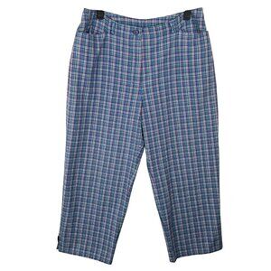 Crazy Horse Womens Plaid Cotton‎ Capri Pants Size 10 Vintage Preppy Golf